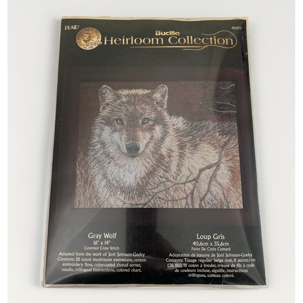 Bucilla Heirloom Collection Gray Wolf JOHNSON-GODSY Counted Cross Stitch Kit